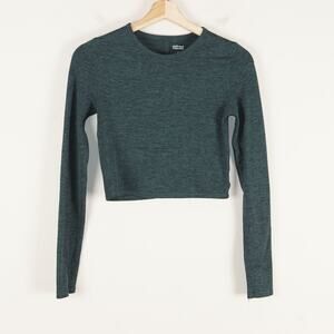 Girlfriend Collective Reset Cropped Green Long Sleeve Top Womens Sz XS